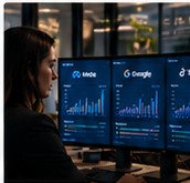 Media buying team monitoring paid-media performance